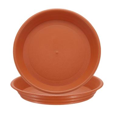 Imagem de 2 peças de pires de plantas de plástico 15,5 cm bandejas de gotejamento redondas pires de vaso de flores base de flores bandeja de drenagem inferior para plantadores internos e externos, cerâmica