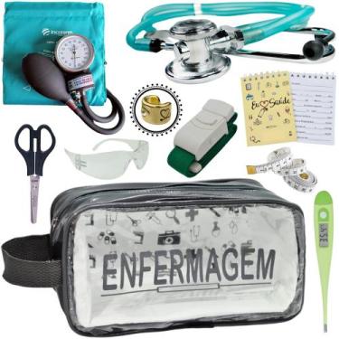 Imagem de Kit Academico Enfermagem Premium Preto Completo - Love Saude, VERDE TR