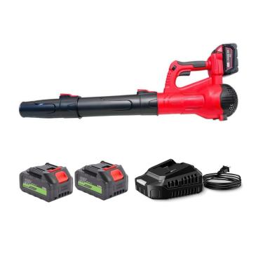 Imagem de Soprador de folhas sem fio - soprador elétrico de folhas potente, sopradores de folhas leves alimentados por bateria para cuidados com o gramado, pátio, poeira, folhas sopradoras (vermelho)