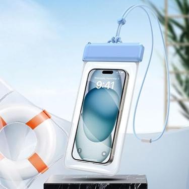 Imagem de Bolsa de telefone à prova d'água, capa para celular Lightweigt com cordão, capa protetora flutuante para iPhone 16 15 14 13 12 11 Pro Max Plus XR, compatível com dispositivos de até 7,2 polegadas