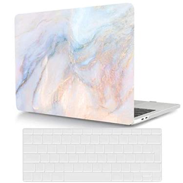 Imagem de Capa para laptop compatível com MacBook Pro 13 polegadas A1706 A1708 A1989 A2159 A2251 A2289 A2338 2016 2017 2018 2019 2020, capa rígida de plástico fosco e capa de teclado, cor mármore