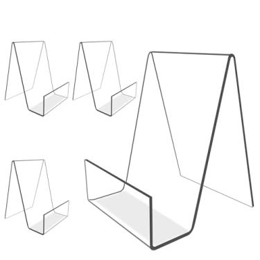 Imagem de 4 peças de suporte de acrílico para exibição de livros de 10 cm x 7,6 cm, cavalete transparente com suporte para tablet de borda para exibir livros, fotos, cadernos, CDs, obras de arte, etc. (pequeno