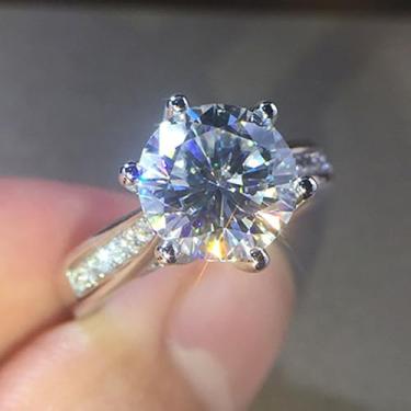 Imagem de Anéis de noivado de zircônia cúbica branca banhada a ouro branco, alianças de compromisso, festas noturnas, presentes de dia dos namorados, alianças de eternidade para mulheres, 9, Cobre, Sem pedra