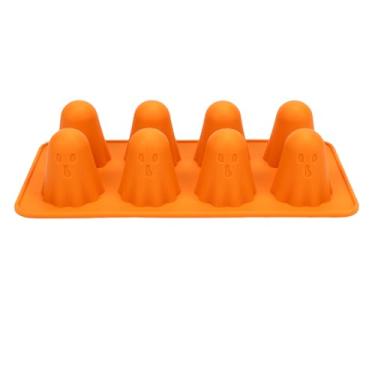 Imagem de HEEPDD Molde de Silicone Fantasma 3D, Molde de Doces Em Forma de Fantasma, 8 Cavidades, Antiaderente, Fácil Desmoldagem para Cubos de Gelo de Gelatina de Chocolate, Artesanato Em