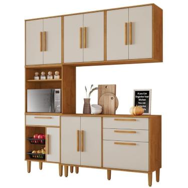 Imagem de Cozinha Completa Lorena 10 Portas 3 Gavetas Nature Off Kaiki Móveis