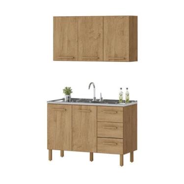 Imagem de Armário de Cozinha com Balcão Fortaleza 2 portas Amêndoa - Milani Move