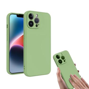 Imagem de Capa de silicone líquido, capa protetora compatível com telefone personalizado, à prova de choque, antiderrapante, resistente a arranhões, verde menta
