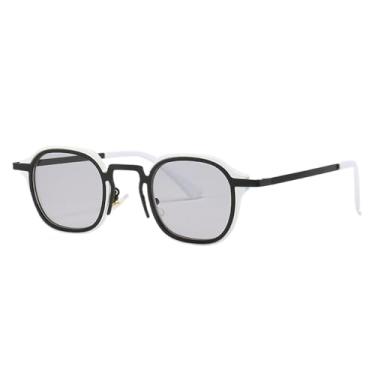 Imagem de Óculos de Sol Redondos Femininos com Hastes de Metal e Lentes Adesivas, Modelo Masculino para Dirigir ao Ar Livre, 060, Branco