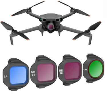 Imagem de OURHZTB Conjunto de filtros ND CPL LP para DJI Mini 5 Pro acessórios de filtro de lente de drone, pacote com 4 filtros polarizadores ND8 ND16 CPL de densidade neutra antipoluição luminosa, vidro