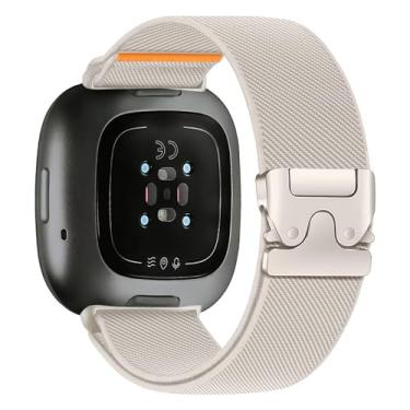 Imagem de Pulseiras de nylon elástico para Fitbit Versa 4/Versa 3/Sense 2/Sense 2/Sense, pulseira de relógio feminina e masculina, fivela de paraquedas, pulseira elástica macia, ajustável, esportiva de
