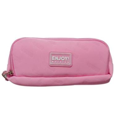Imagem de Estojo Escolar 3 Compartimentos Bolso Interno Morefun Enjoy, Pink