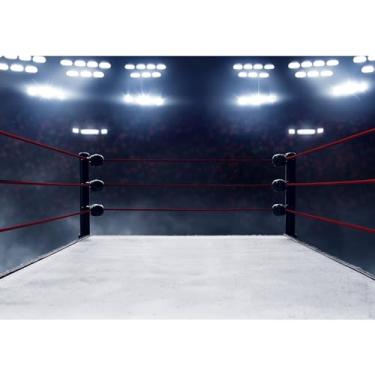 Imagem de Anel de boxe para arena de boxe com luz de estádio MMA fotografia de fundo tema de boxe decorações de festa pano de fundo para arena de luta livre masculino meninos retrato estúdio foto banner