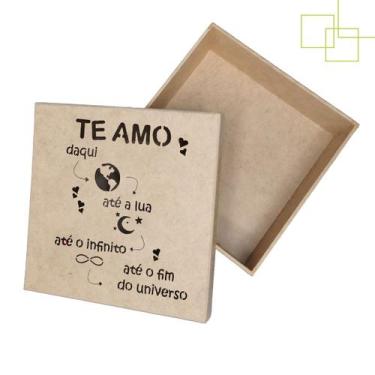 Imagem de Caixa MDF Decorada Te Amo Daqui Até a Lua para Presente 15x15x5 - Expr
