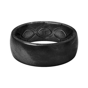Imagem de Groove Life Anel de casamento de silicone para homens – Anéis de borracha respirável para homens, cobertura vitalícia, design exclusivo, anel masculino de ajuste confortável – pérola preta metálica original tamanho 13