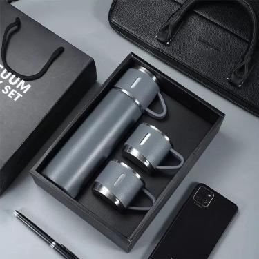 Imagem de 2X Kit Garrafa Térmica 500Ml Com 3 Xícaras Caneca Portatil C