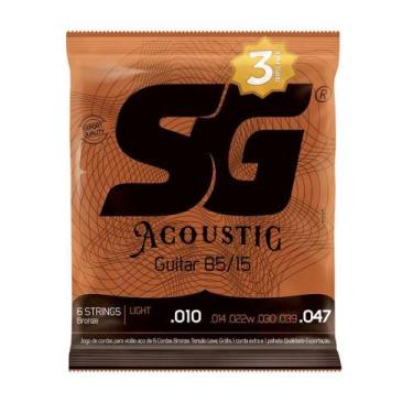 Imagem de 2 pctes cordas 010 aço bronze 85/15 p/violao sg 6685tp