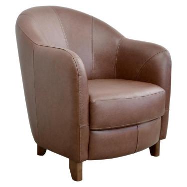 Imagem de Poltrona Decorativa Sala de Estar Pés Madeira Kairós Couro Caramelo Gran Belo