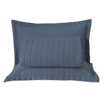 Imagem de Kit Cobre Leito Colcha Monaco Casal Dupla Face 3 Peças - Azul