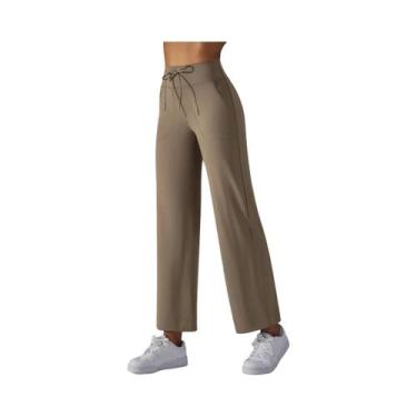 Imagem de Calça Feminina Cintura Alta e Perna Larga - Soltinha, com Bolsos, para