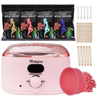 Imagem de Makeforu Kit de depilação brasileira – biquíni e depilação de corpo inteiro com aquecedor digital, 4 contas de cera perfumadas e 33 ferramentas de silicone – depilação doméstica para mulheres e homens