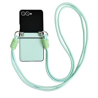 Imagem de SKPY Capa de couro compatível com Samsung Galaxy Z Flip 7 com alça transversal, design colorido fofo alça portátil cordão elegante capa macia para ZFlip7 para mulheres amigas