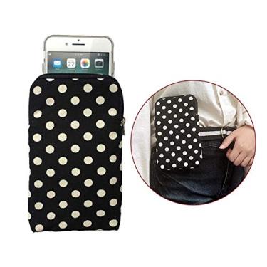 Imagem de Tainada Capa universal para celular com zíper e coldre para cinto para iPhone 16/15 Pro Max, 16 Plus; Samsung S24+, S23 FE, S22, A54; Google Pixel 9/8 e mais! (bolinhas pretas e brancas)