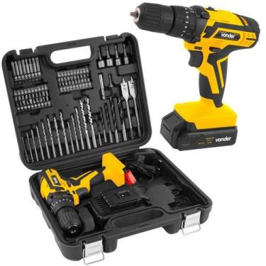 Imagem de Parafusadeira e Furadeira à Bateria 12V Impacto Bivolt com Jogo 74 Peç