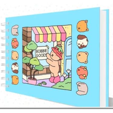 Imagem de Bobbie Goods Caderno Espiral com Desenhos Fofos de Ursinhos e Árvores Capa Azul