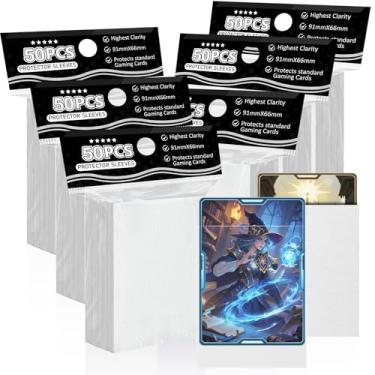 Imagem de Mangas de cartão brancas foscas para MTG, 300 peças de mangas de cartão padrão de para cartões colecionáveis cartões esportivos cartões de beisebol TCG Yugioh Magic, protetor de cartão para mini foto, embaralhamento resistente e agradável