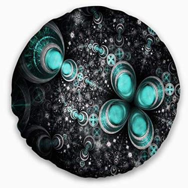 Imagem de Design brilhante verde escuro fractal flor floral sala de estar, sofá, almofada de alta qualidade + capa de almofada impressa em ambos os lados 50 cm