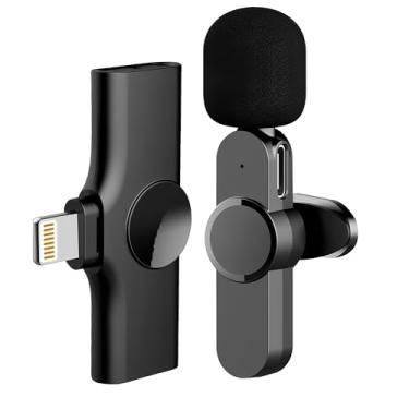 Imagem de Microfone de Lapela Vimai EP033T para iOS com Conexão Lightning, 2.4GHz Preto, Perfeito para Lives, Vlogs e Entrevistas, Latência de 15s, Cancelamento de Ruído Inteligente