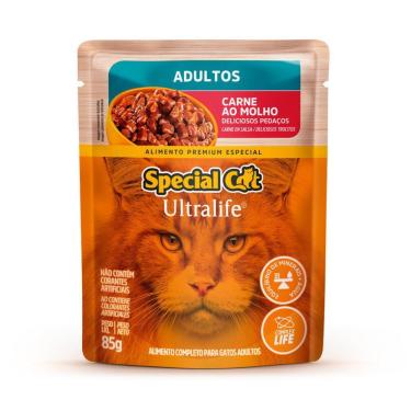 Imagem de Ração Úmida Special Cat Ultralife para Gatos Adultos Sabor Carne ao Molho 85g