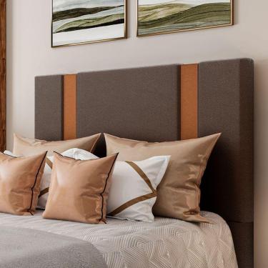 Imagem de Cabeceira Estofada Solteiro 90 Cm Ametista Corino Marrom