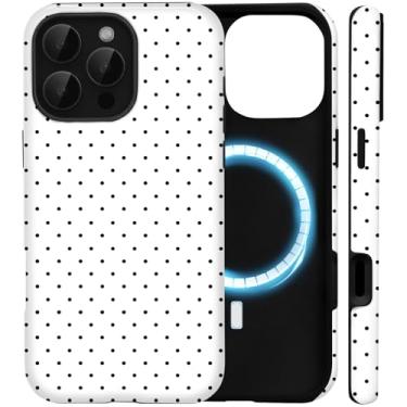 Imagem de Amzfield Capa para iPhone 16 Pro Max compatível com Magsafe Cute Polka Dot Aesthetic Magnetic Design Women Girls Fall Simple Chic Girly Pretty Dual Layer Hybrid Protection Elegant Case, Branca
