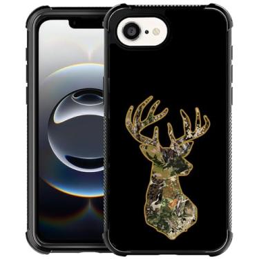 Imagem de OKBUOK Capa para iPhone 16E, capa protetora à prova de choque com estampa fina Whitetail Deer Camo