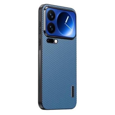 Imagem de FWYANZH Capa para Xiaomi 17 Pro Max/17 Pro/17, capa fina de fibra de carbono textura câmera proteção contra quedas anti-impressões digitais, azul, 17 Pro