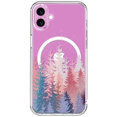Imagem de ICEDIO Capa para iPhone 16 com protetor de tela - compatível com carregamento sem fio, proteção aprimorada para câmera, ajuste fino - Capa transparente com design floral moderno para mulheres - Flores