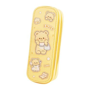 Imagem de Estojo para lápis Cute Butter Bear de Couro de Dupla Camada 22x8x6cm