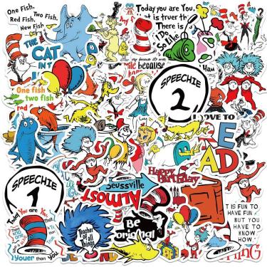 Imagem de Pacote de adesivos, livro de histórias de desenho animado, 50 unidades, leitura, crianças, à prova d`água