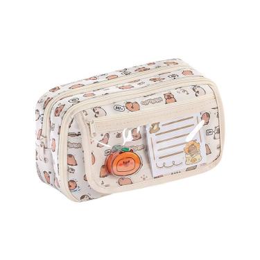 Imagem de Estojo de lápis, tecido fofo de grande capacidade com design de capivara