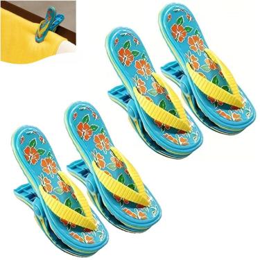 Imagem de Kit 4 Prendedores De Toalha Sandália Azul Clip Para Cadeira De Praia - 3100 Tobee