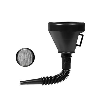 Imagem de Sandfren Funil de óleo de boca larga para carro com mangueira, funil flexível para veículo com alça e filtro de tela de malha removível, mangueira de bocal automotivo para fluido de transmissão de gás