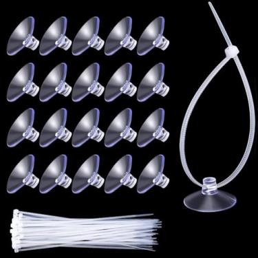 Imagem de Sndperiexam 20 ventosas de aquário de 25 mm, com 40 peças de abraçadeiras transparentes, ventosa para aquário de peixes, fixação de paisagem, ninho de camarão, musgo, almofada de sucção sem ganchos