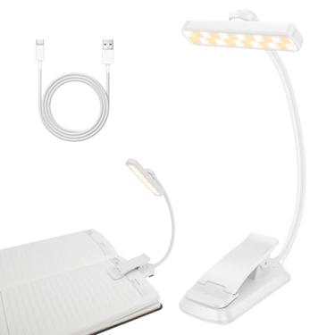 Imagem de Lâmpada de leitura de livro 5 cores temperatura 360° luz de leitura USB flexível com 24 LEDs para estudo e trabalho (branco)