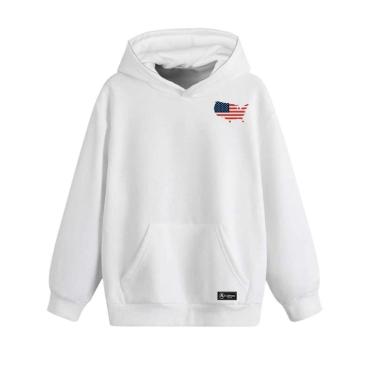 Imagem de Blusão Moletom Canguru Eua Infantil Personalizado com Capuz e Bolso-Unissex