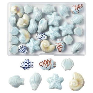 Imagem de MakemadeDIY 22 peças de porcelana feitas à mão - contas em forma de fios - contas de cerâmica de cores mistas para fabricação de joias, artesanato DIY e decoração