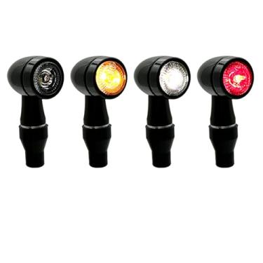 Imagem de MGMSINYO E-Mark LED CNC Indicador de Motocicleta Mini Luz de Direção Inspeção de Veículo DC12V IP67 Bullet DRL Lâmpada de Freio Universal (Preto, 4 peças-YE/WH + YE/RD)