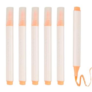 Imagem de PATIKIL Caneta de aquarela de arte, 6 peças, caneta de aquarela triangular de ponta macia para escritório, artesanato, álbuns, escrita, diário, desenho, caligrafia, laranja, amarelo