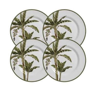 Imagem de Jogo 4 Pratos de Sobremesa de Cerâmica 20cm Malibu Coqueiro Alleanza 1