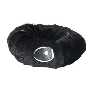 Imagem de WeiLaiKeQi Túnel interativo para gatos, brinquedo prático com bola, centro de atividades e caverna confortável para animais de estimação, ideal para coelhos e, Preto